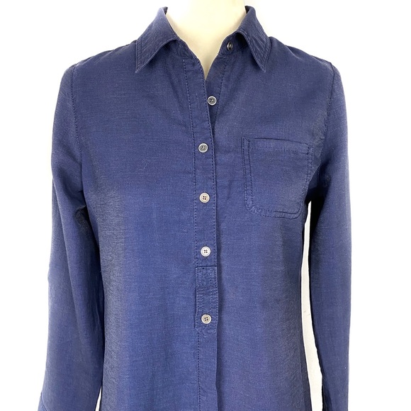 Chico’s Adjustable Sleeve Tunic Long Line Navy Blue Blouse Small - Picture 7 of 8